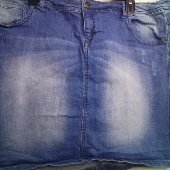 Promod Denim Skirt 16 Women Short Stretch Pockets Blue - Picture 6 of 16